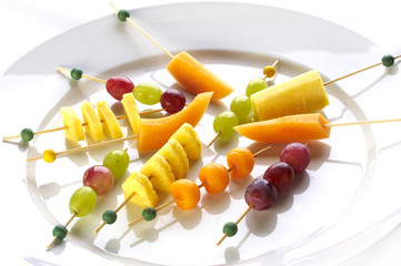 Different sort of fruit canape for a self service buffet