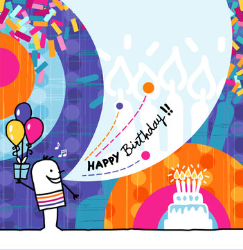 Cartoon & Greeting card - Birthday