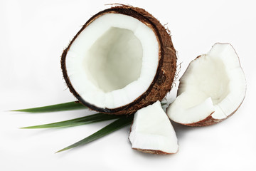 Кокосовый орех на белом фоне