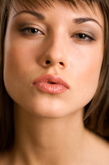 Fototapeta premium Close-up portrait of sexy caucasian young woman