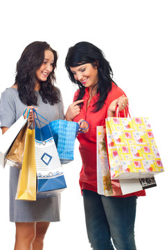 Happy women conversation at shopping