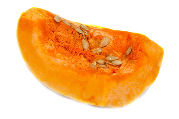 Cut orange pumpkin with seed
