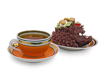 Cup orange with cake