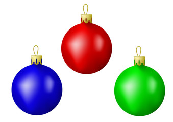 Three varicoloured christmas balls