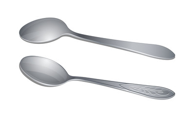 Pair of teaspoons from above and bottom views