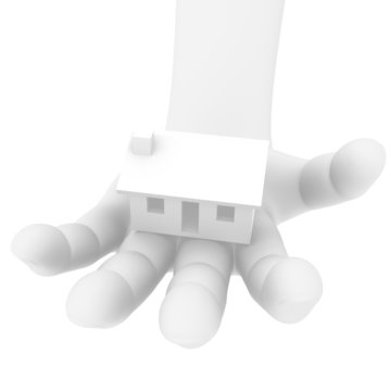 3D human hand with a house