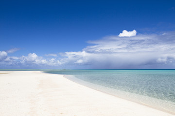 White sand beach and turquoise lagoon