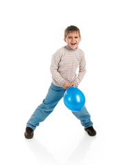 Funny boy with the blue balloon