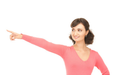 Fototapeta na wymiar attractive businesswoman pointing her finger