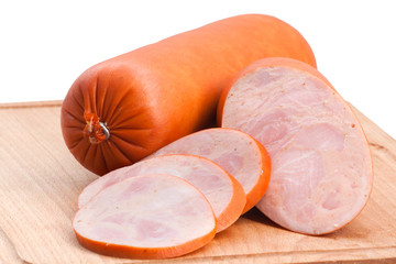 meat delicatessen on the board isolated on the white