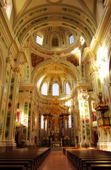 Fototapeta na wymiar Interior of the Jesuit Church in Mannheim, Germany