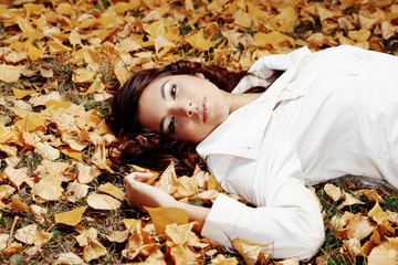 lying on leaves