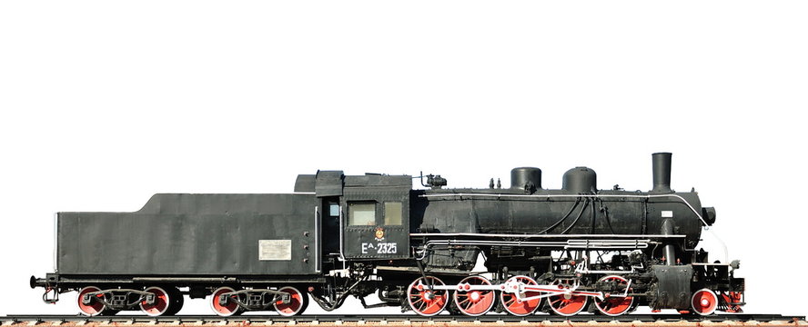 Steam locomotive on white background