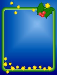 Xmas Frame, Graduated Background, Stars, Red Holy Berries