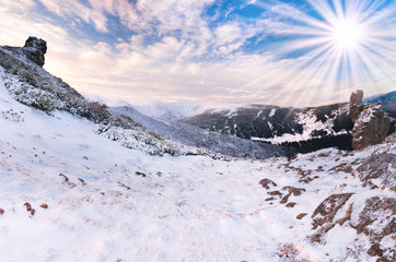 Beautiful winter landscape in the Carpathian mountains