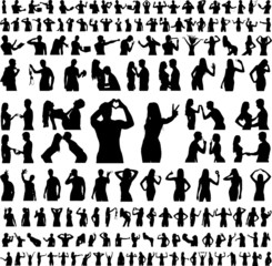 Hundreds Of People Silhouettes - Vector
