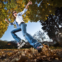 Fast rollerblading