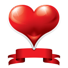 HEART WITH RED RIBBON.