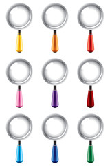 magnifying glass in different colours