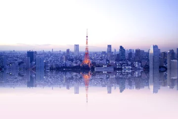 Acrylic prints Tokyo Tokyo tower reflection.