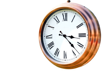 Copper clock on white background - 27117081