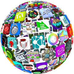 Obraz premium App Icons in a Sphere Pattern