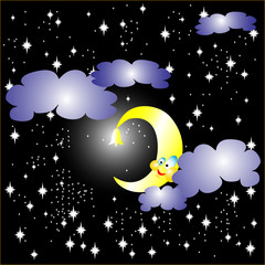 месяц на звездном небе