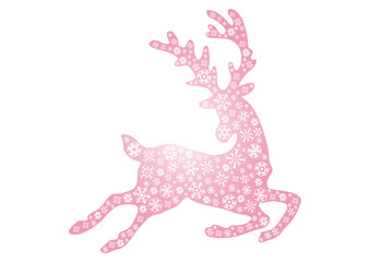 jumping pink reindeer on a white background