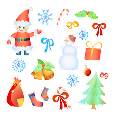 Vector illustration of collection of Christmas elements