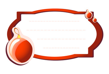 Vector illustration of red frame with Christmas balls
