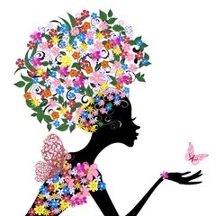 Poster Meisje met bloemen op haar hoofd © Aloksa