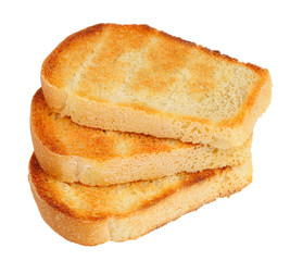 Three withe bread slice toasts isolated on withe background