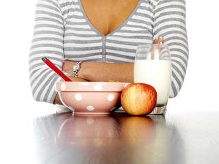 Teenager Eating Cereal. Model Released