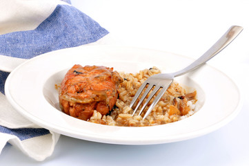 Assiette de paupiette et risotto