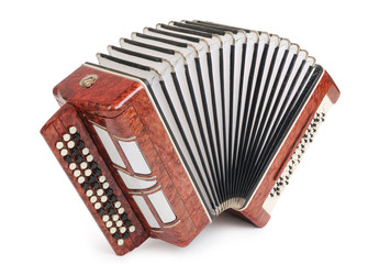 Brown bayan (accordion) on white background