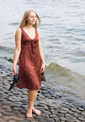 Summer portrait of the beautiful fair-haired girl