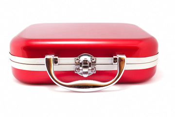 Red suitcase isolated over white