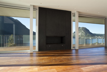 interno di appartamento vuoto con vista da sogno