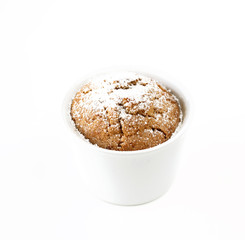 cake in white cup on white background