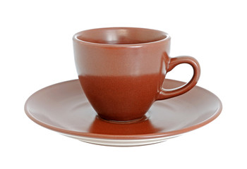 Brown cup with saucer