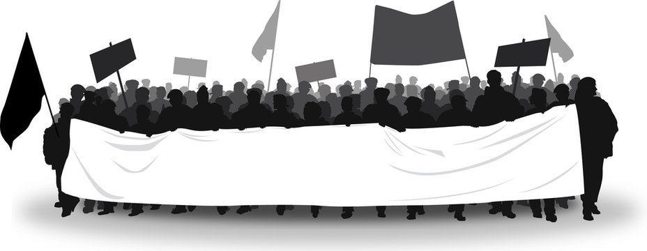 Mietdemonstranten wei&szlig;es Transparent