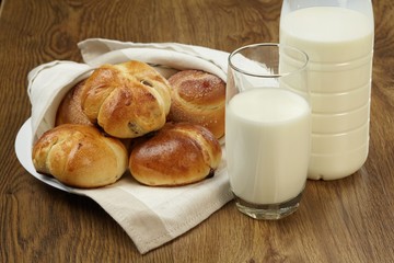 Glass of milk and pie