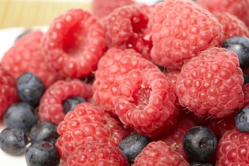 fresh blueberries and raspberries