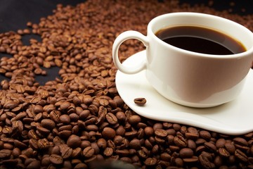 coffee beans with white cup