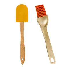 spatula and brush on a white background
