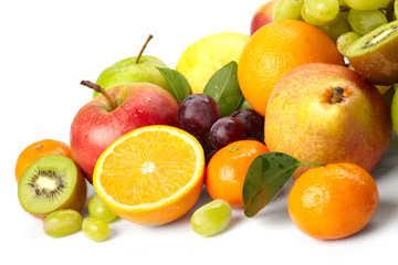 fresh fruits on the white background