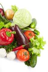 fresh vegetables on the white background