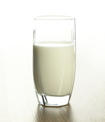 The milk in the glass