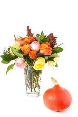 autumn bouquet with pumpkin