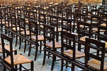Church seating in a Paris cathedral